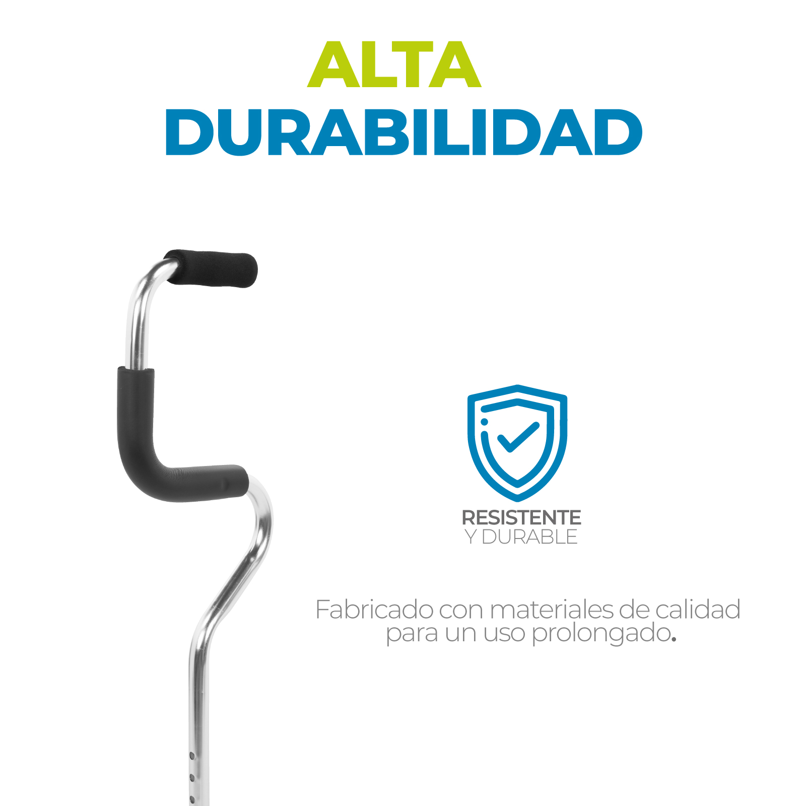Baston Ortopedico Doble Apoyo De 4 Patas Aluminio Ajustable Color Negro/Plateado