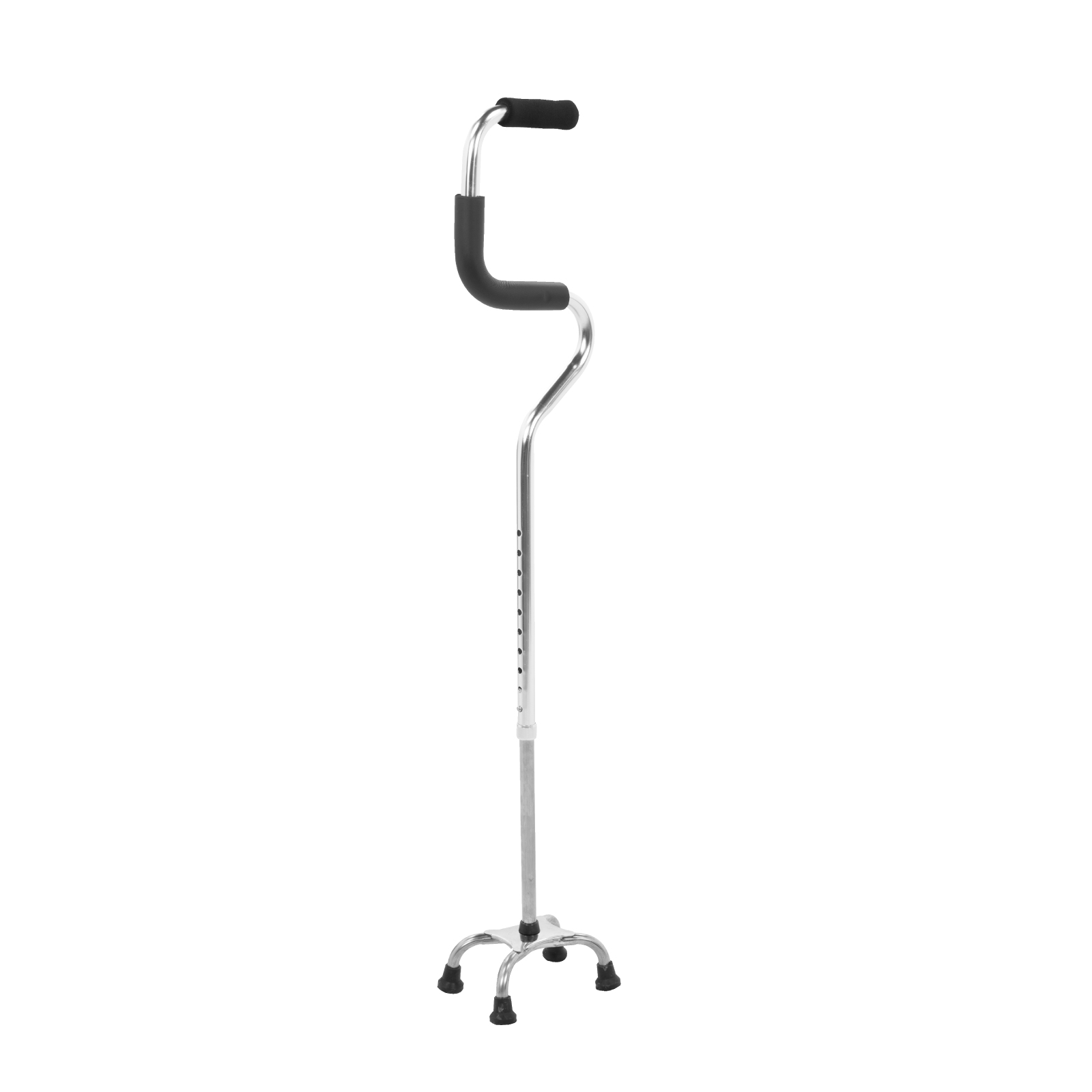 Baston Ortopedico Doble Apoyo De 4 Patas Aluminio Ajustable Color Negro/Plateado