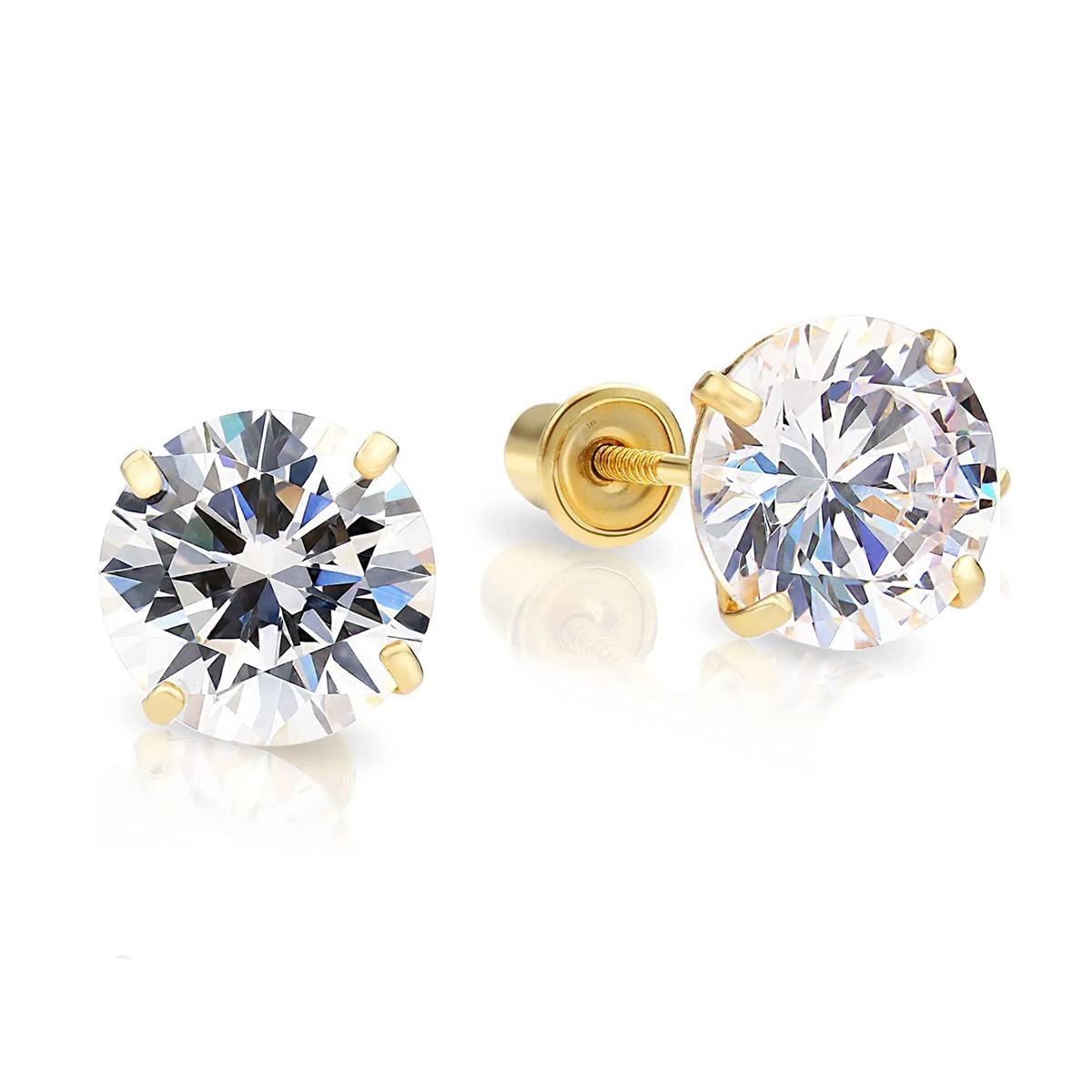 Broquel Zirconia Oro 14k , 3mm ideal para bebés, niñas y mujer. Nyxmart®