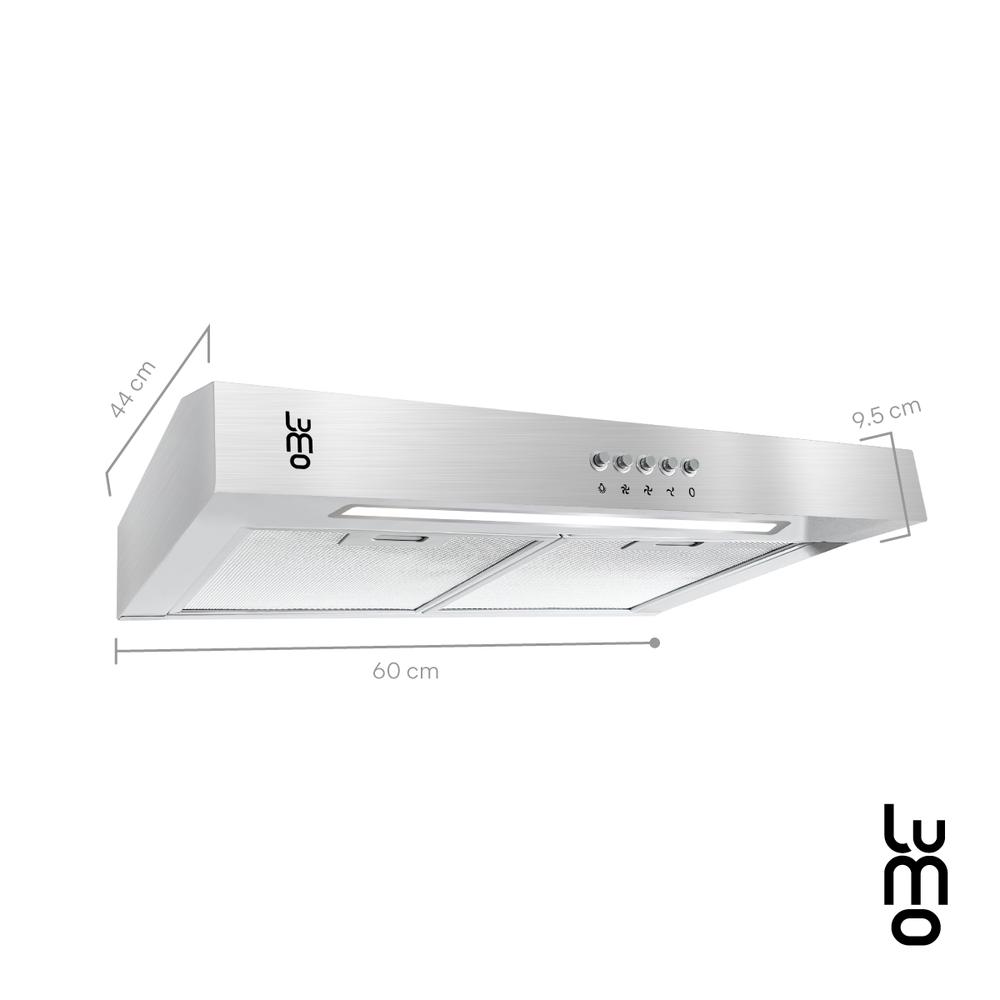 Campana Cocina Extractora de Pared 60 cm Acero Inox Luz Led