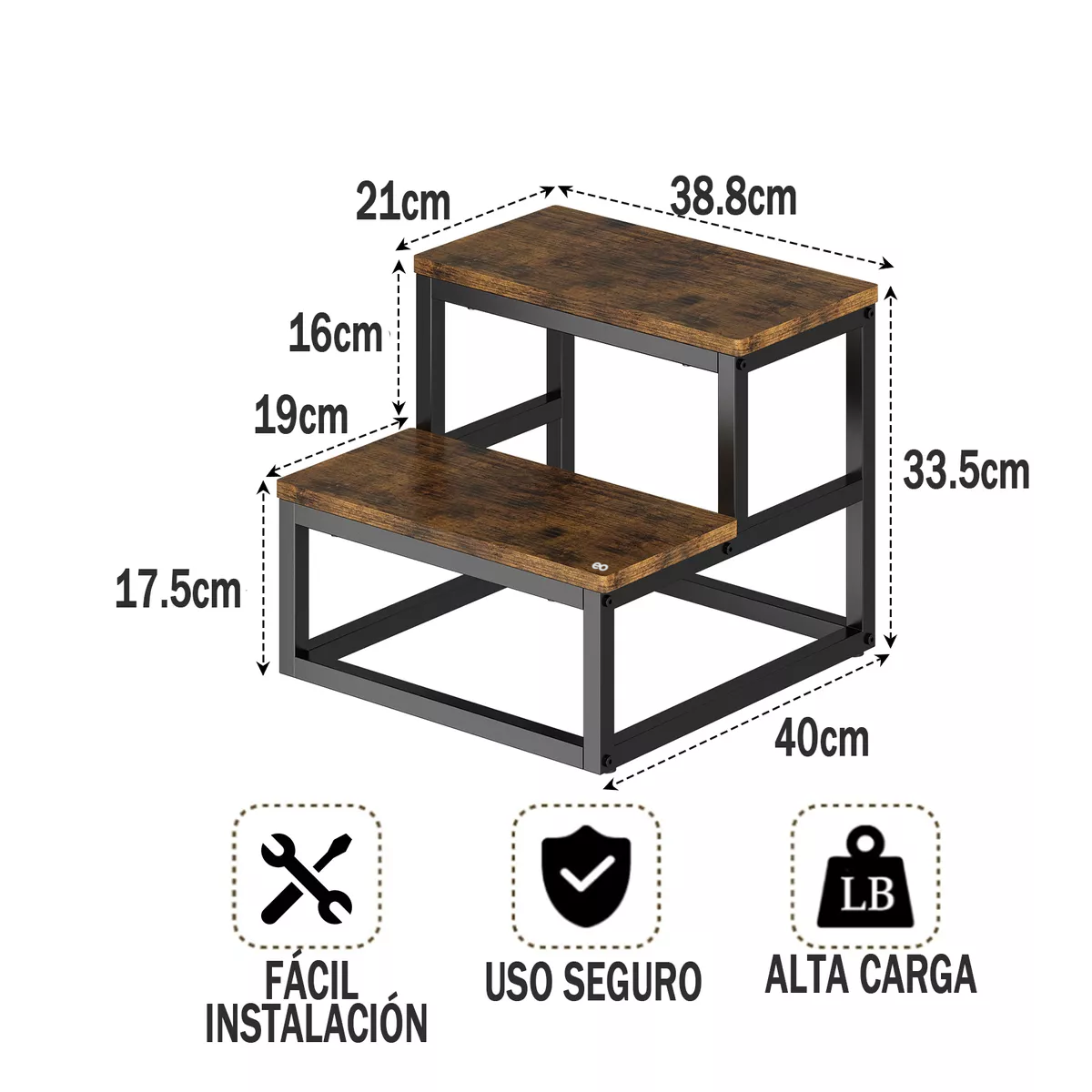 Banco Escalera Multiusos Antiderrapante Taburete 2 Escalones