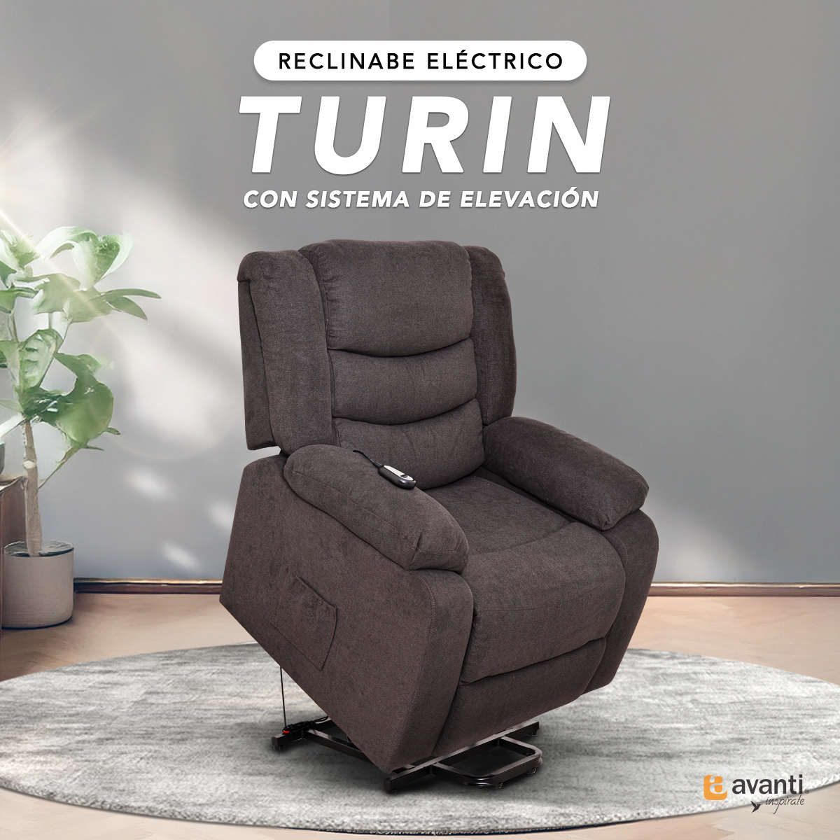 Sillón Reclinable Eléctrico Individual - Reposet Reclinable Confortable con Elevador para Facilitar El Descenso del Adulto del Sofá - para Sala De TV - Turin - Godiva