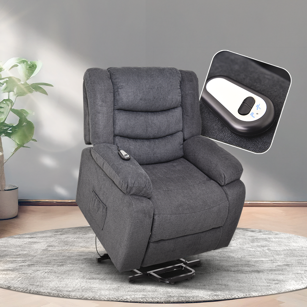Sillón Reclinable Eléctrico Individual - Reposet Reclinable Confortable con Elevador para Facilitar El Descenso del Adulto del Sofá - para Sala De TV - Turin - Gris Obscuro