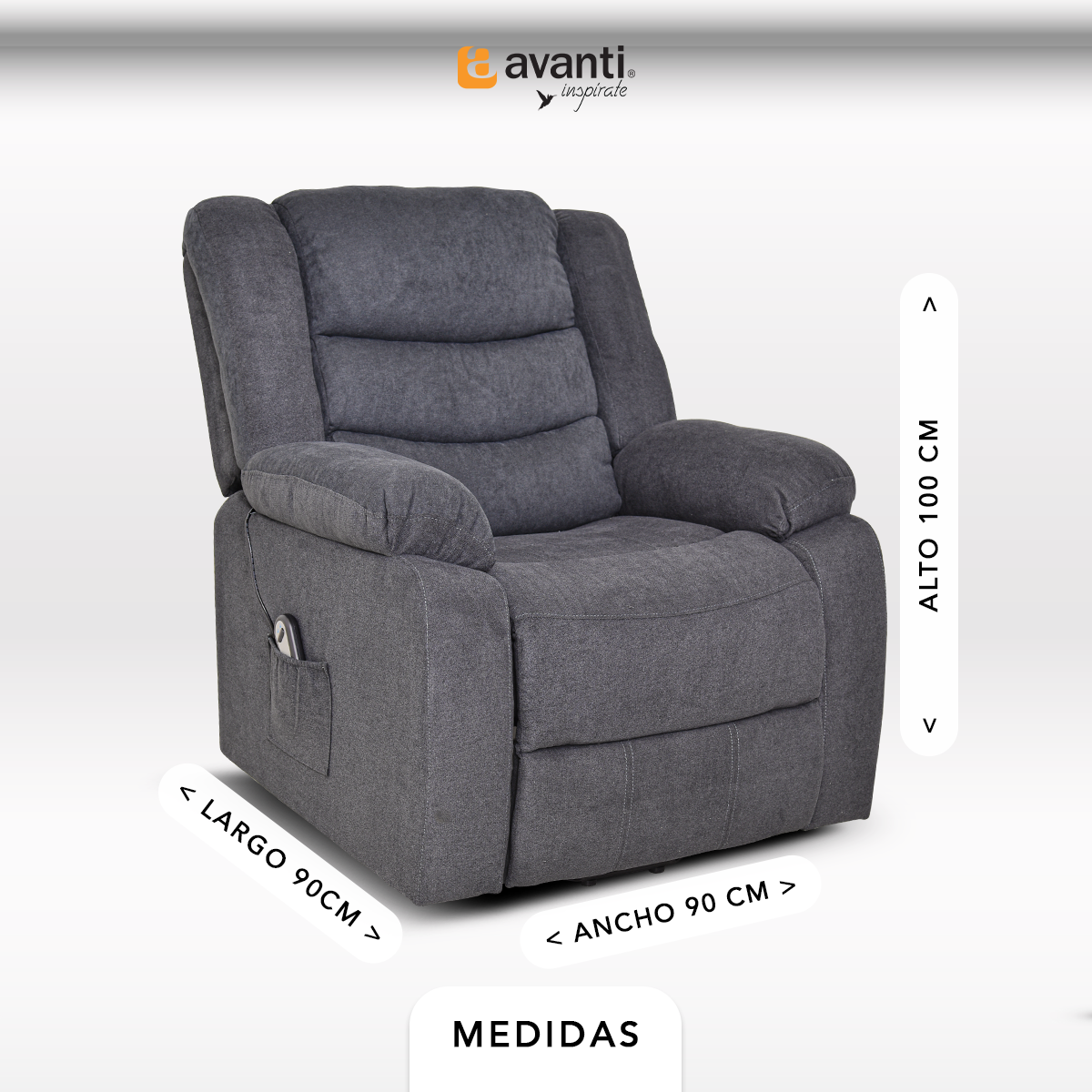 Sillón Reclinable Eléctrico Individual - Reposet Reclinable Confortable con Elevador para Facilitar El Descenso del Adulto del Sofá - para Sala De TV - Turin - Gris Obscuro