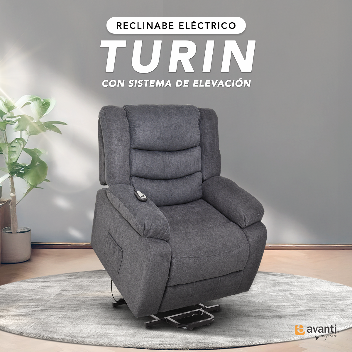 Sillón Reclinable Eléctrico Individual - Reposet Reclinable Confortable con Elevador para Facilitar El Descenso del Adulto del Sofá - para Sala De TV - Turin - Gris Obscuro