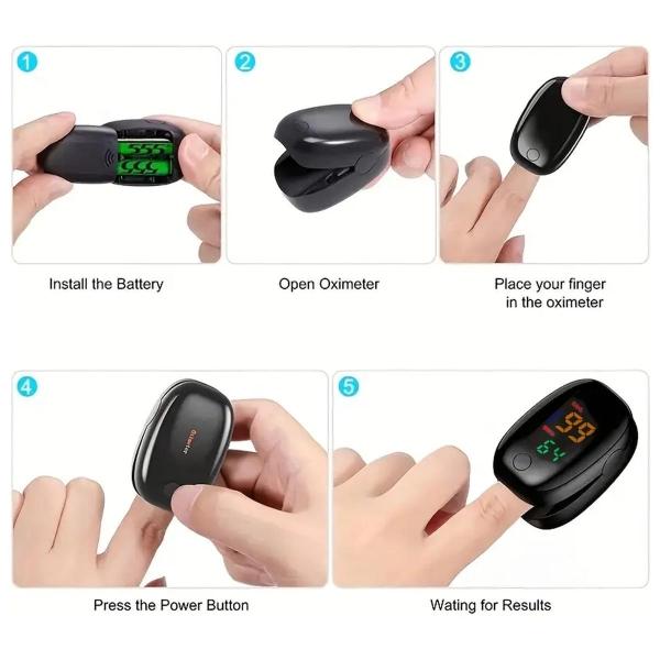 Oximetro de Pulso MXKEO-001-1 1Pza Negro Rango de Medición 70porciento -99porciento Spo2 30BPM-240BPM mas menos 2BPM o mas menos 2porciento PR 2xAAA No Incluidas, OxiLedBlack