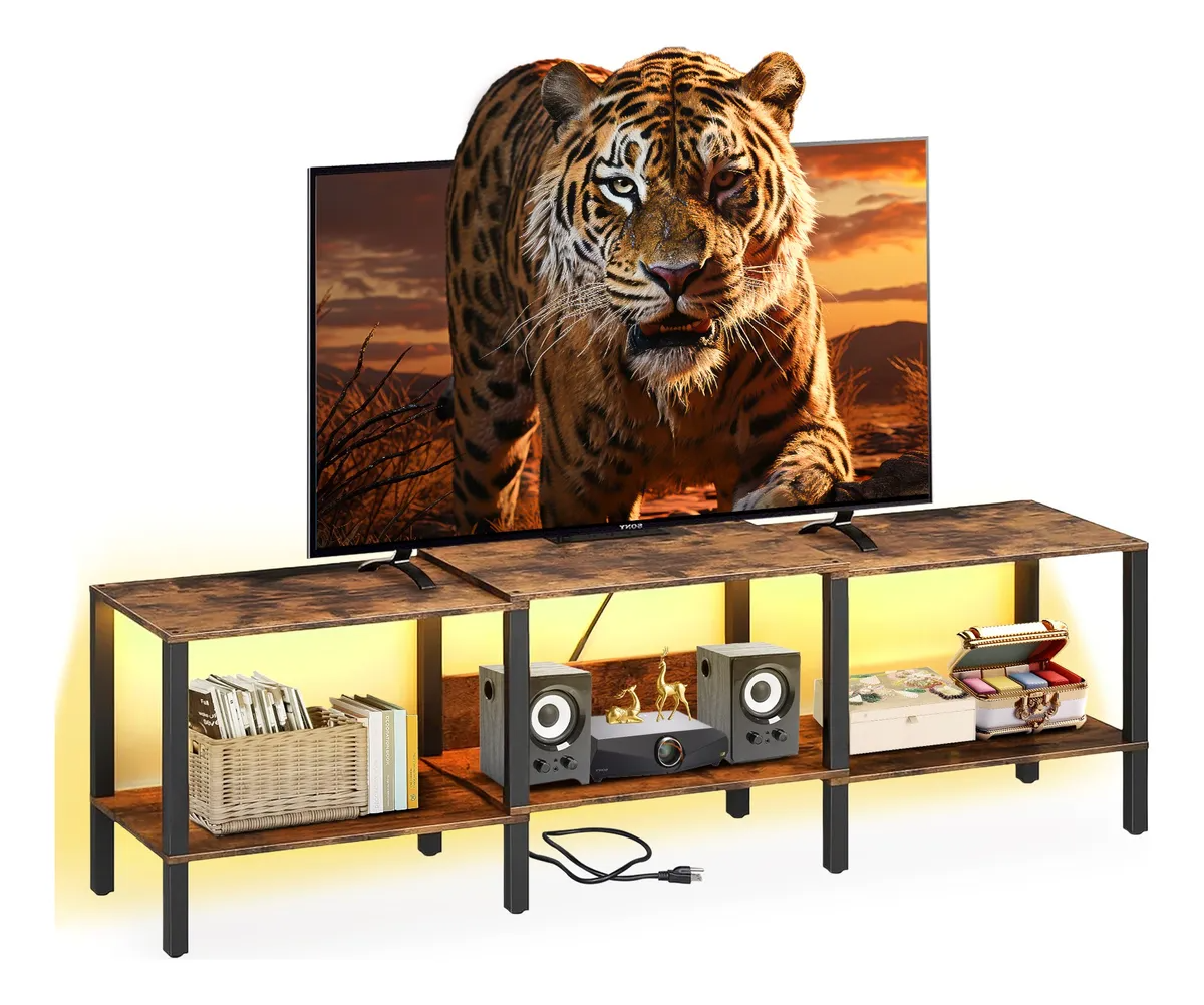 120 Cm Mueble Mesa Para Tv Con Enchufe Eléctrico Y Rgb Led