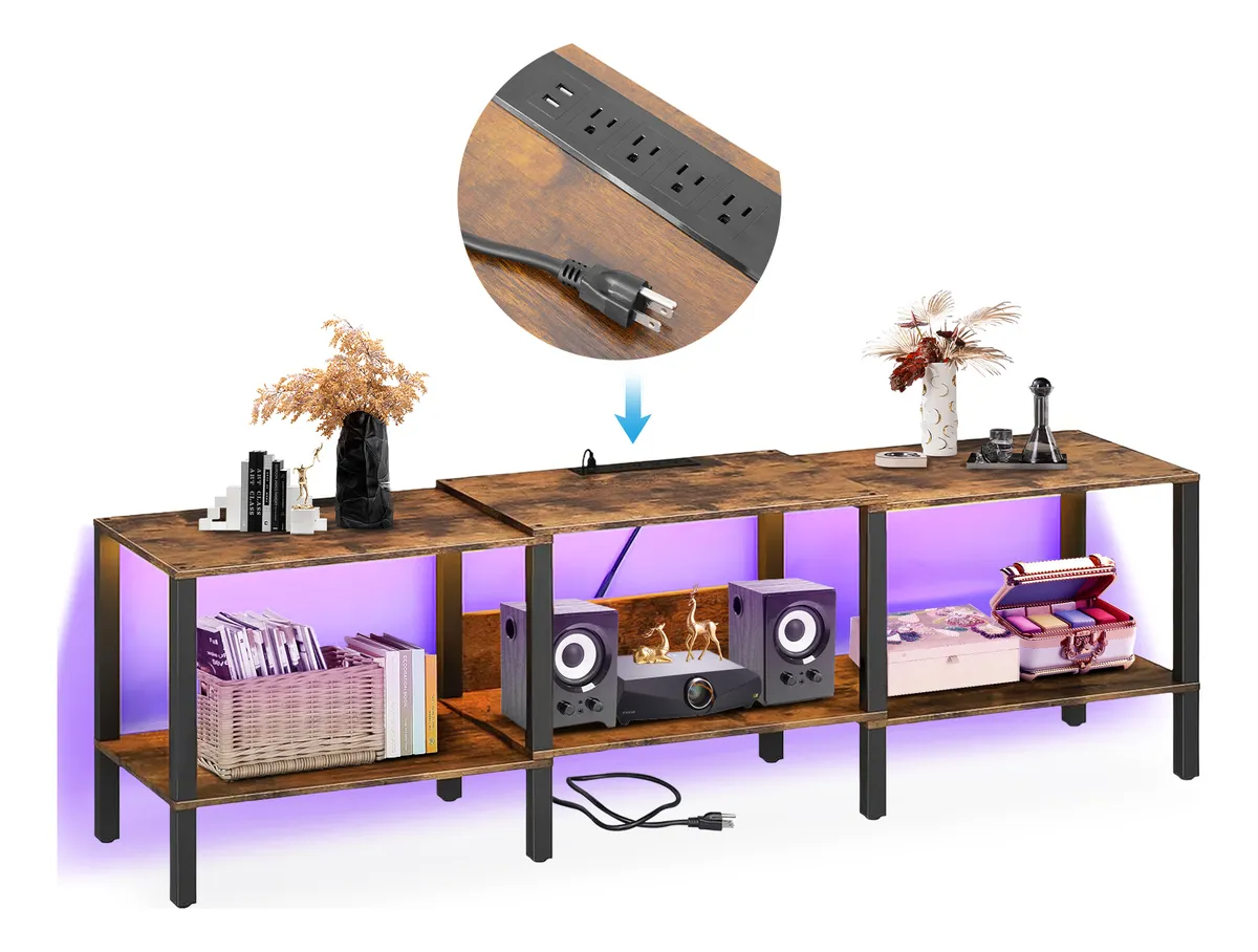 120 Cm Mueble Mesa Para Tv Con Enchufe Eléctrico Y Rgb Led