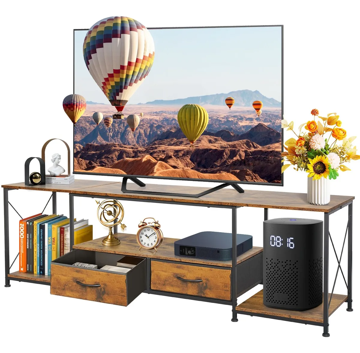 160cm Mueble Television 75 Pulgadas Modernos Con 2 Cajónes