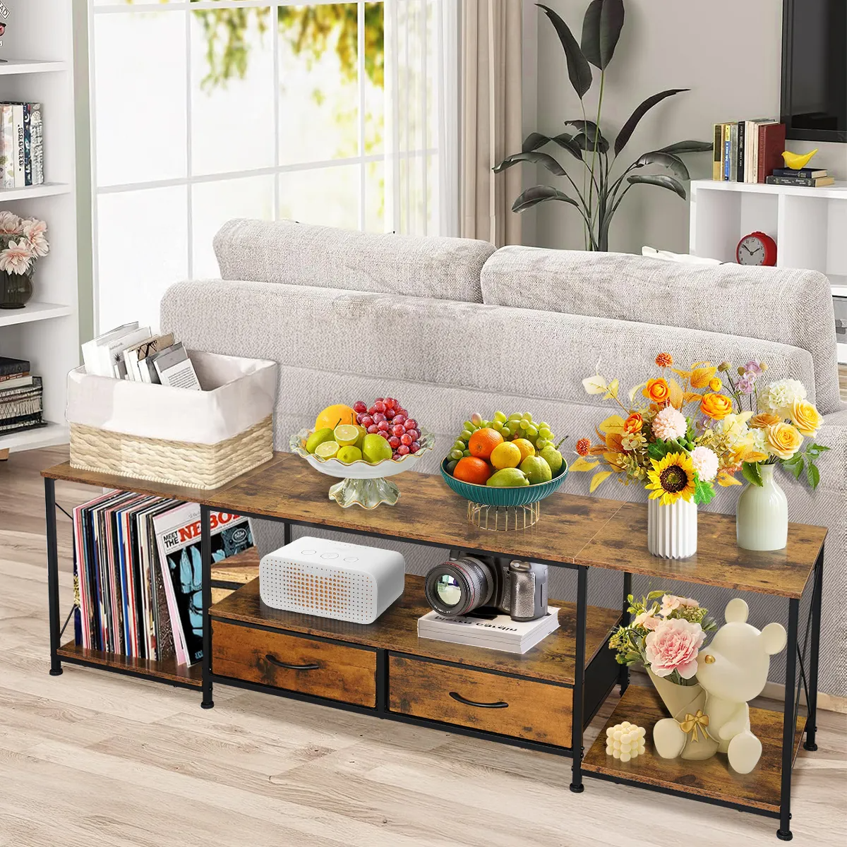 160cm Mueble Television 75 Pulgadas Modernos Con 2 Cajónes