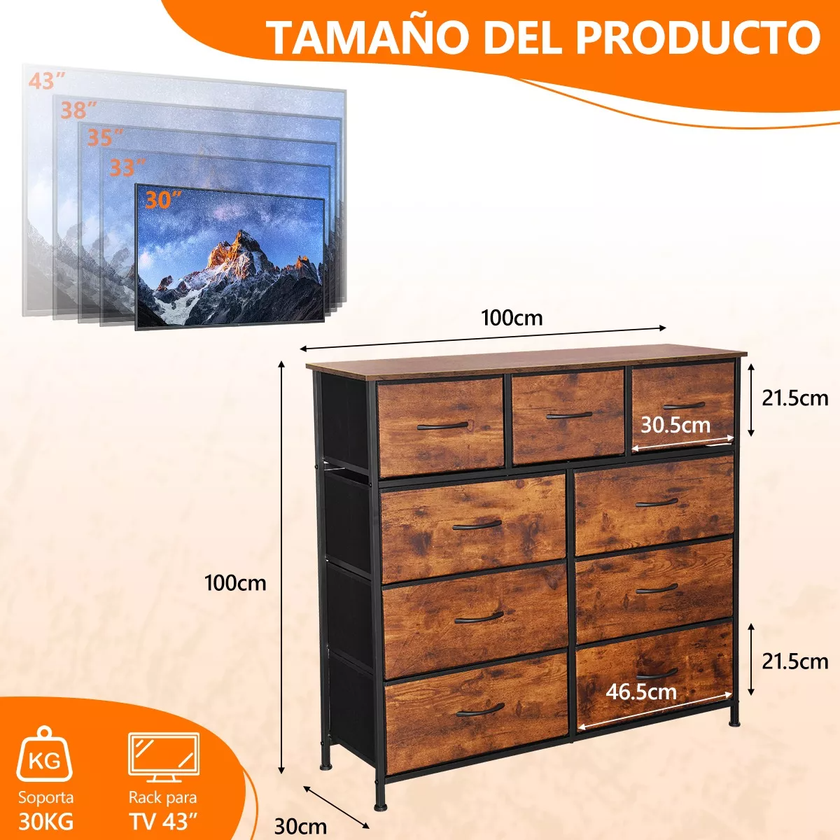Mueble Organizador Television Madera Negra Modernos