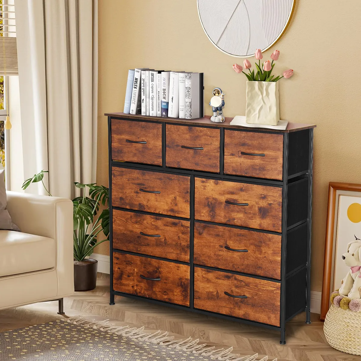 Mueble Organizador Television Madera Negra Modernos