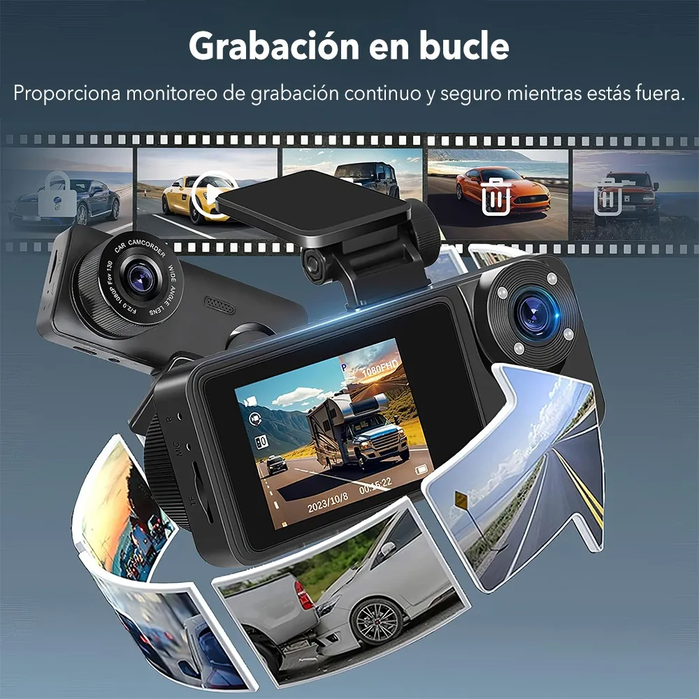 Camara Para Auto De 3 Lente Con Wifi Hd 1080p Dashcam