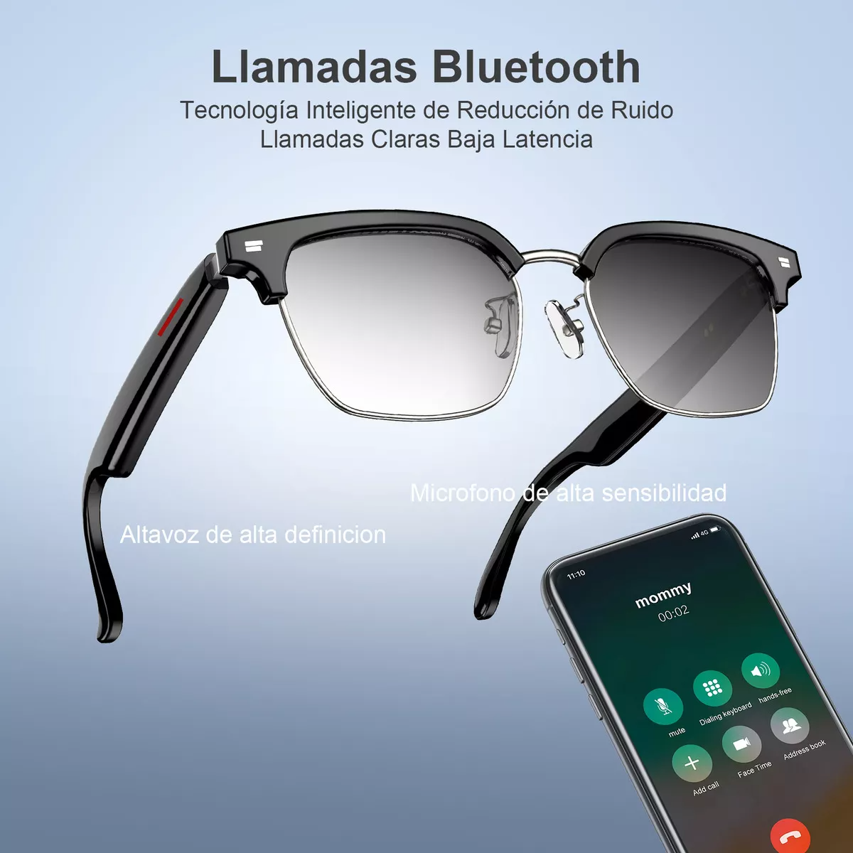 Gafas Inteligentes Smartglasses IOWODO E13-C Modelo Cómodo Lentes Fotocromático Audífono Inalámbrico Independiente 5h Música 4h Llamada Por Lado Asistente Voz Bluetooth Dual Unisex Deportivo