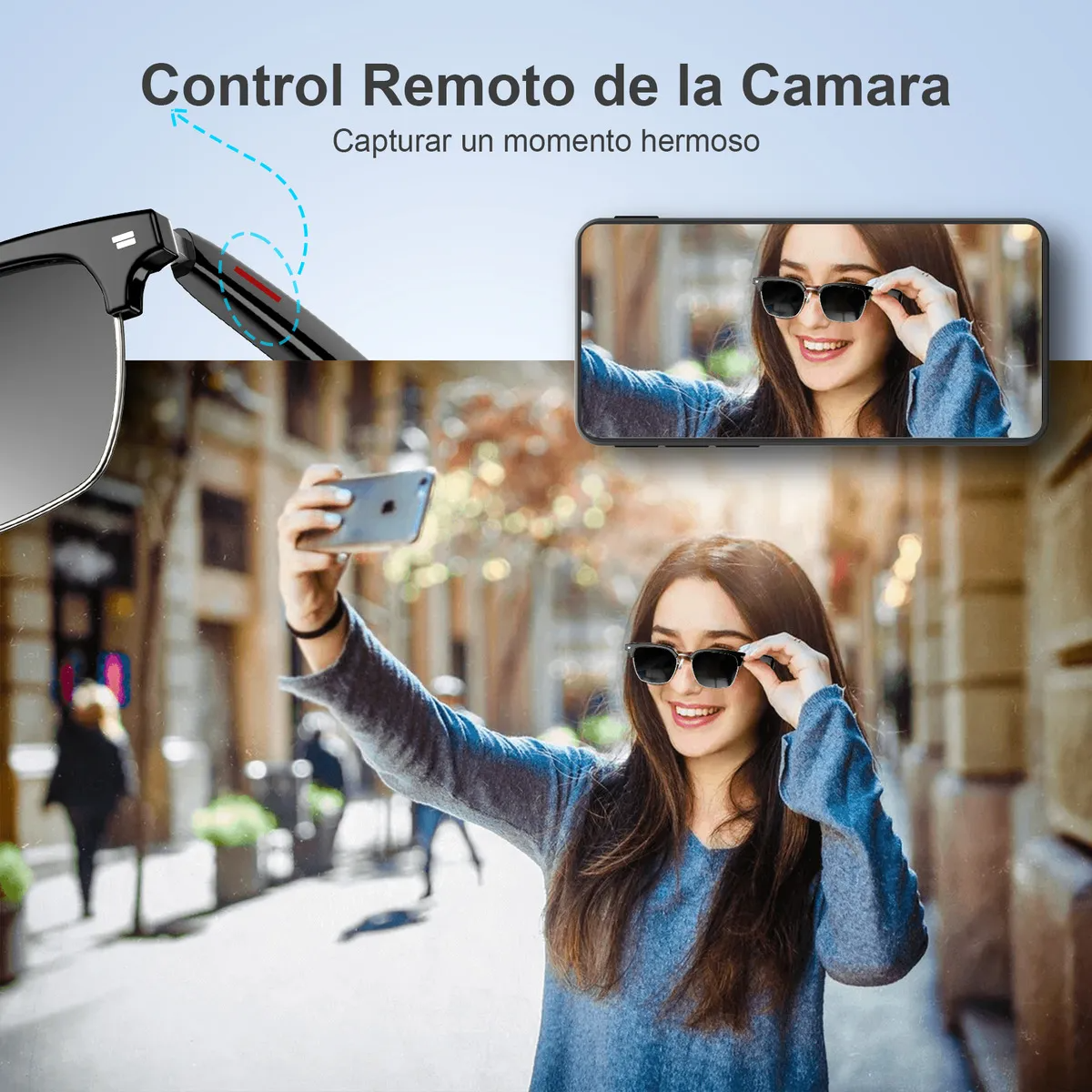 Gafas Inteligentes Smartglasses IOWODO E13-C Modelo Cómodo Lentes Fotocromático Audífono Inalámbrico Independiente 5h Música 4h Llamada Por Lado Asistente Voz Bluetooth Dual Unisex Deportivo