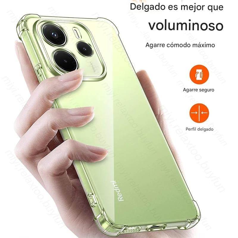 Funda cristal transparente prueba golpes Xiaomi Redmi Note 14 4G carcasa suave TPU protección cam