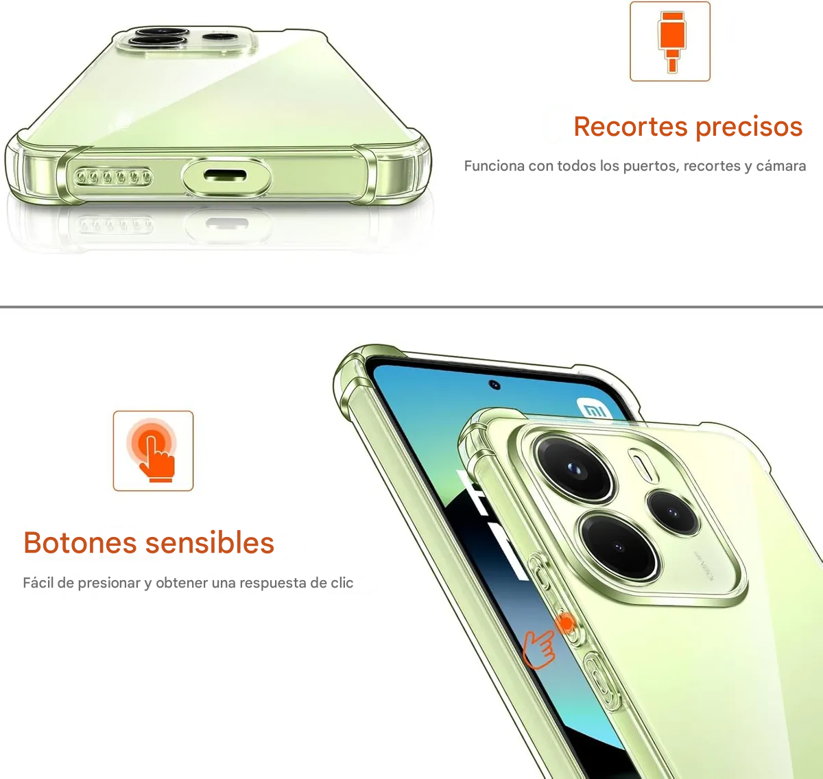 Funda cristal transparente prueba golpes Xiaomi Redmi Note 14 4G carcasa suave TPU protección cam