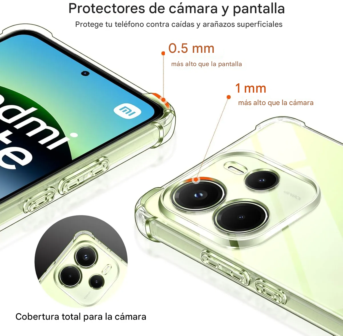 Funda cristal transparente prueba golpes Xiaomi Redmi Note 14 4G carcasa suave TPU protección cam