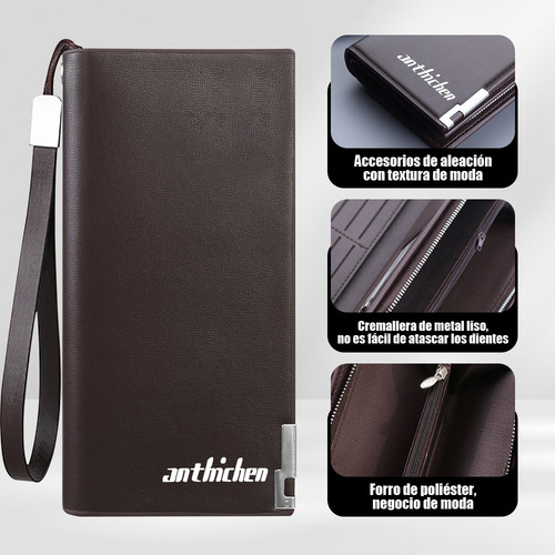 Cartera Billetera Larga Hombre Casual Negocio Gran Capacidad