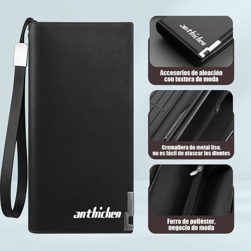 Cartera Billetera Larga Hombre Casual Negocio Gran Capacidad