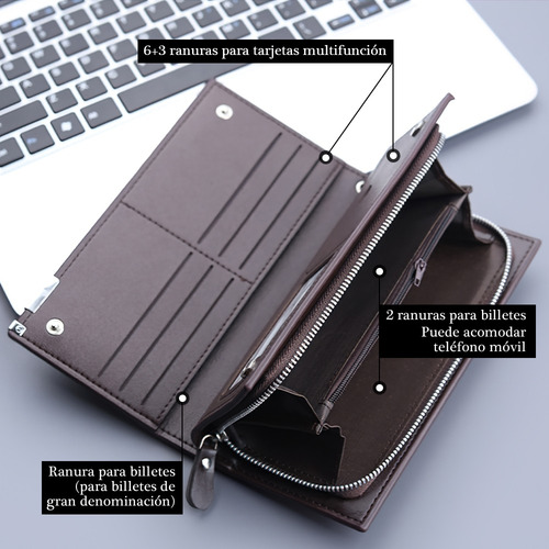 Cartera Billetera Larga Hombre Casual Negocio Gran Capacidad