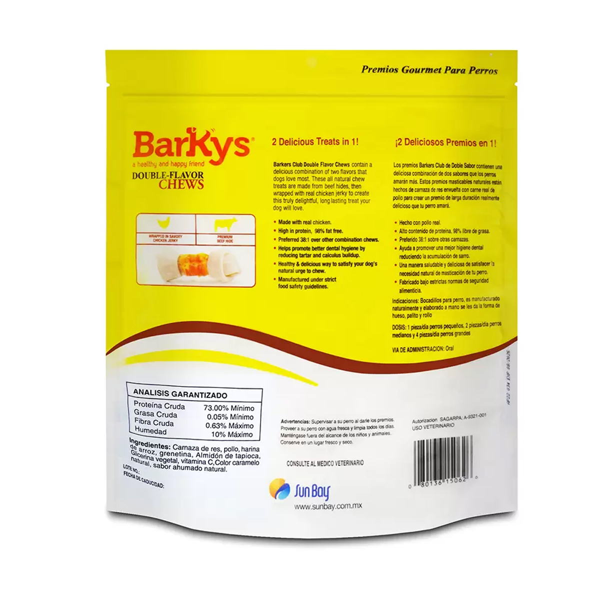 Hueso de Carnaza de Res y Pollo Barkys Premio Perros 10pz