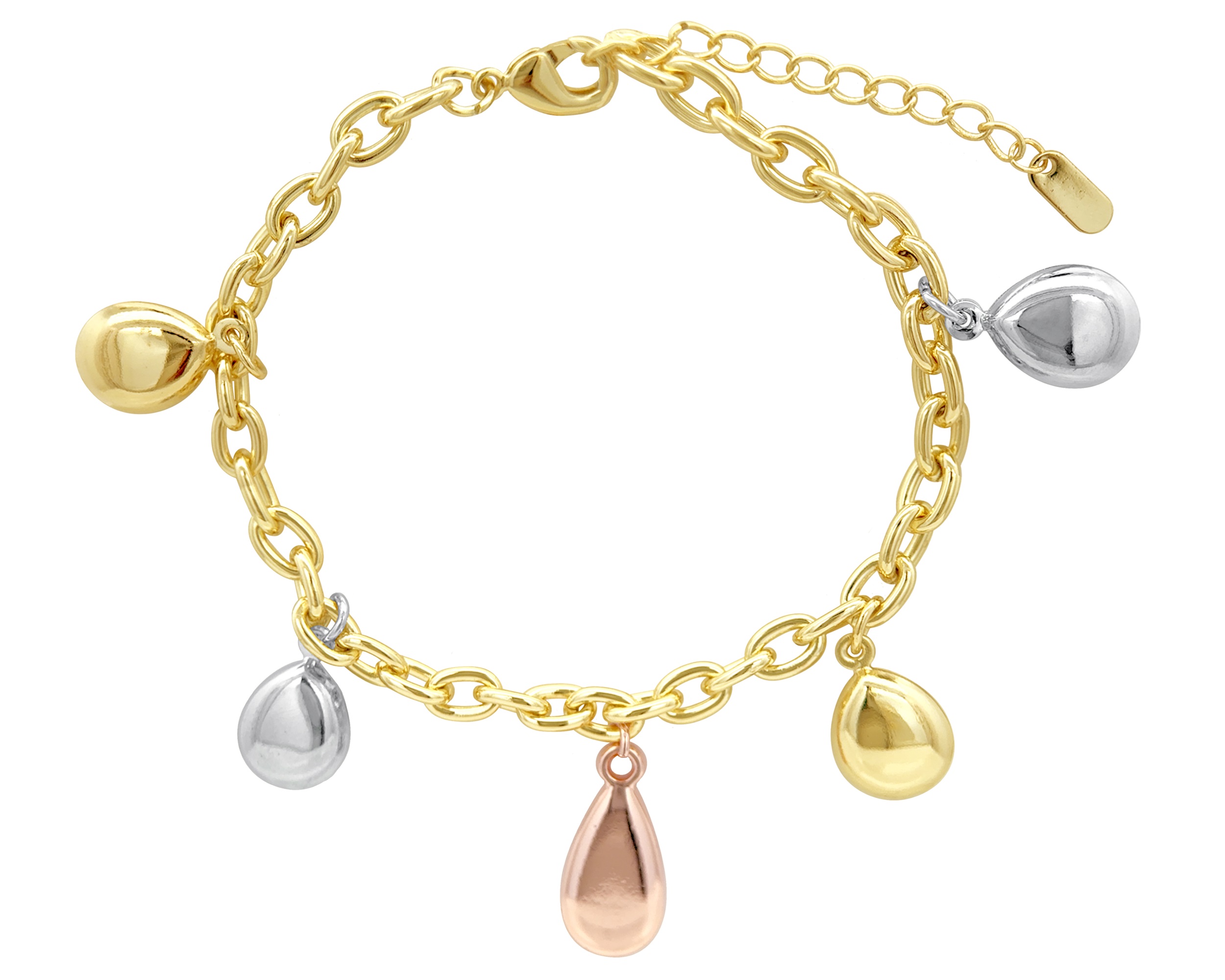 Pulsera Esclava Chapa de Oro 18K Horoz Gotitas en tono florentino en 18cm SH126