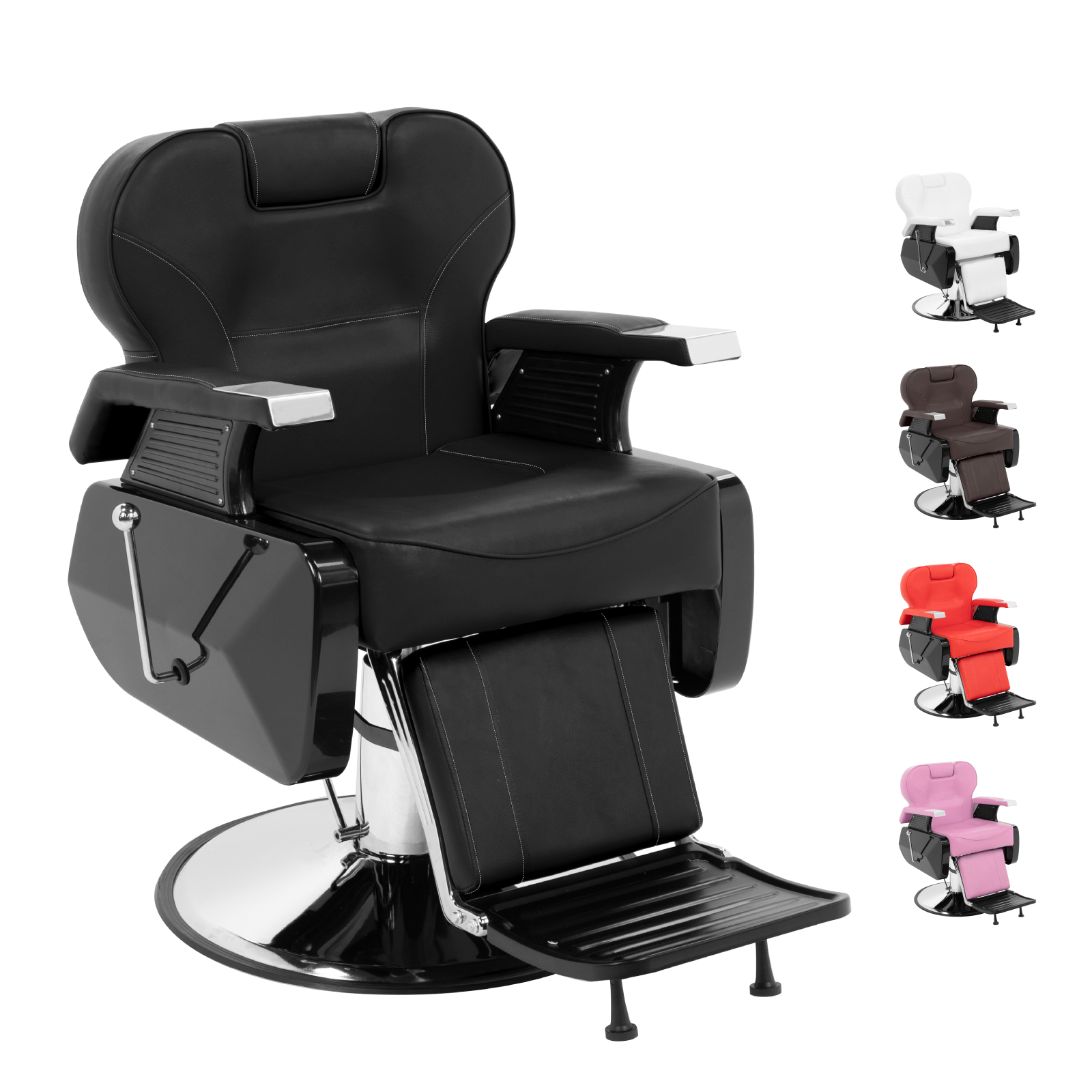 Sillon Barbero Estetica Peluqueria Hidraulico Reclinable Color Negro