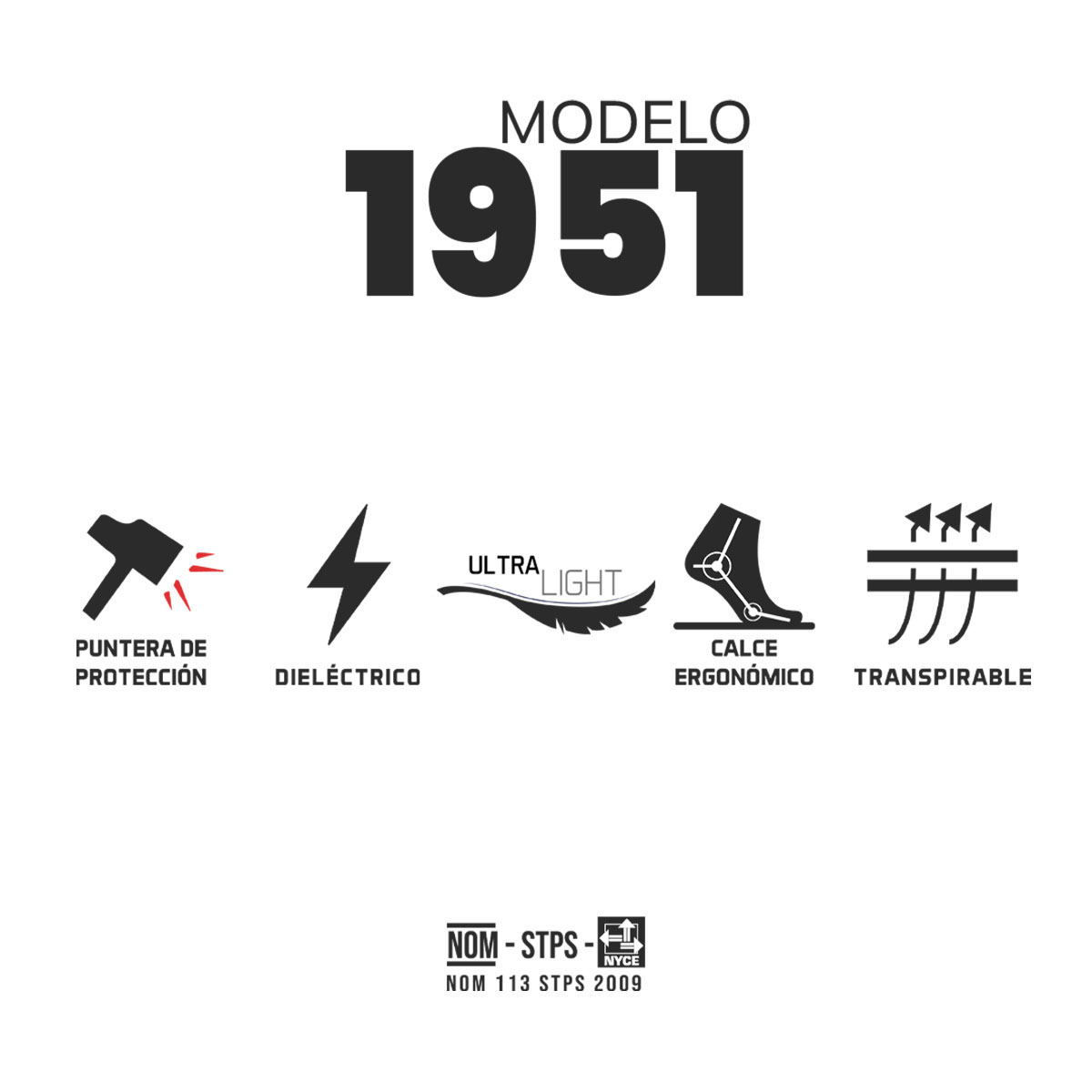 Tenis seguridad hombre Armada 1951 dieléctrico con casquillo