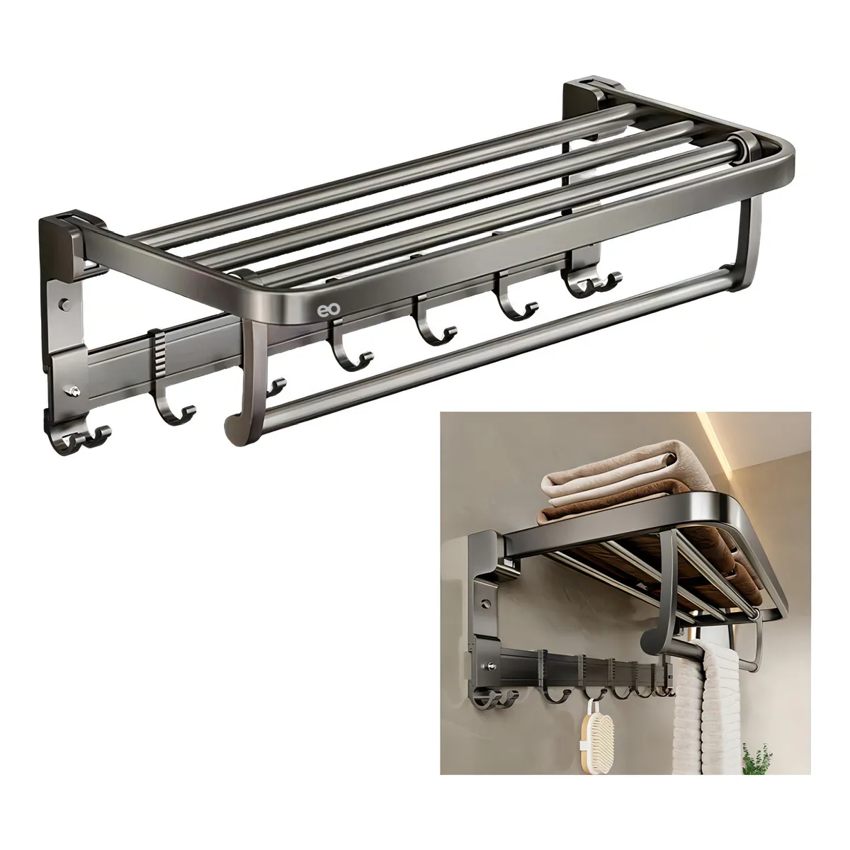 Toallero Soporte De Toallas Estante Para Baño De Pared 60cm