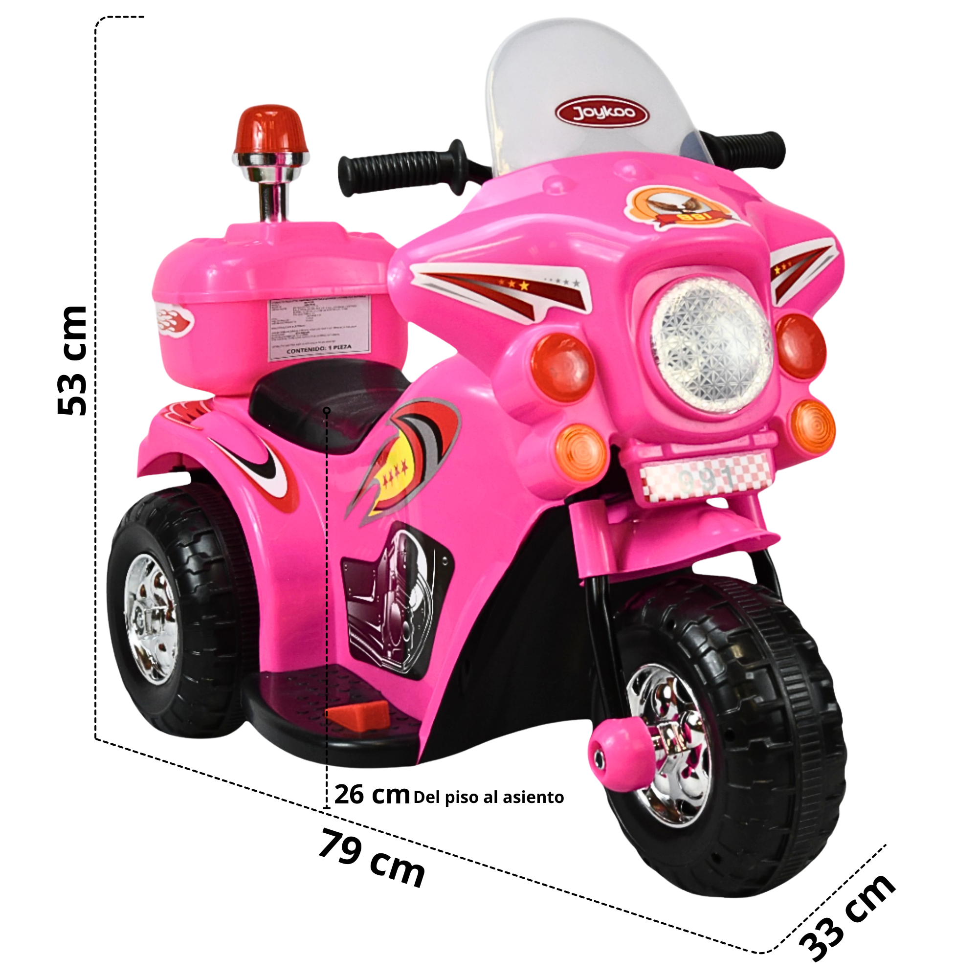 Moto Montable Eléctrica para Niños con Luces y Sonido Bateria Recargable de 6v - Rosa