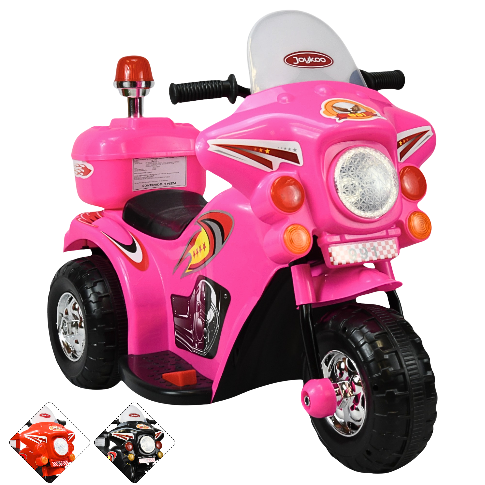Moto Montable Eléctrica para Niños con Luces y Sonido Bateria Recargable de 6v - Rosa