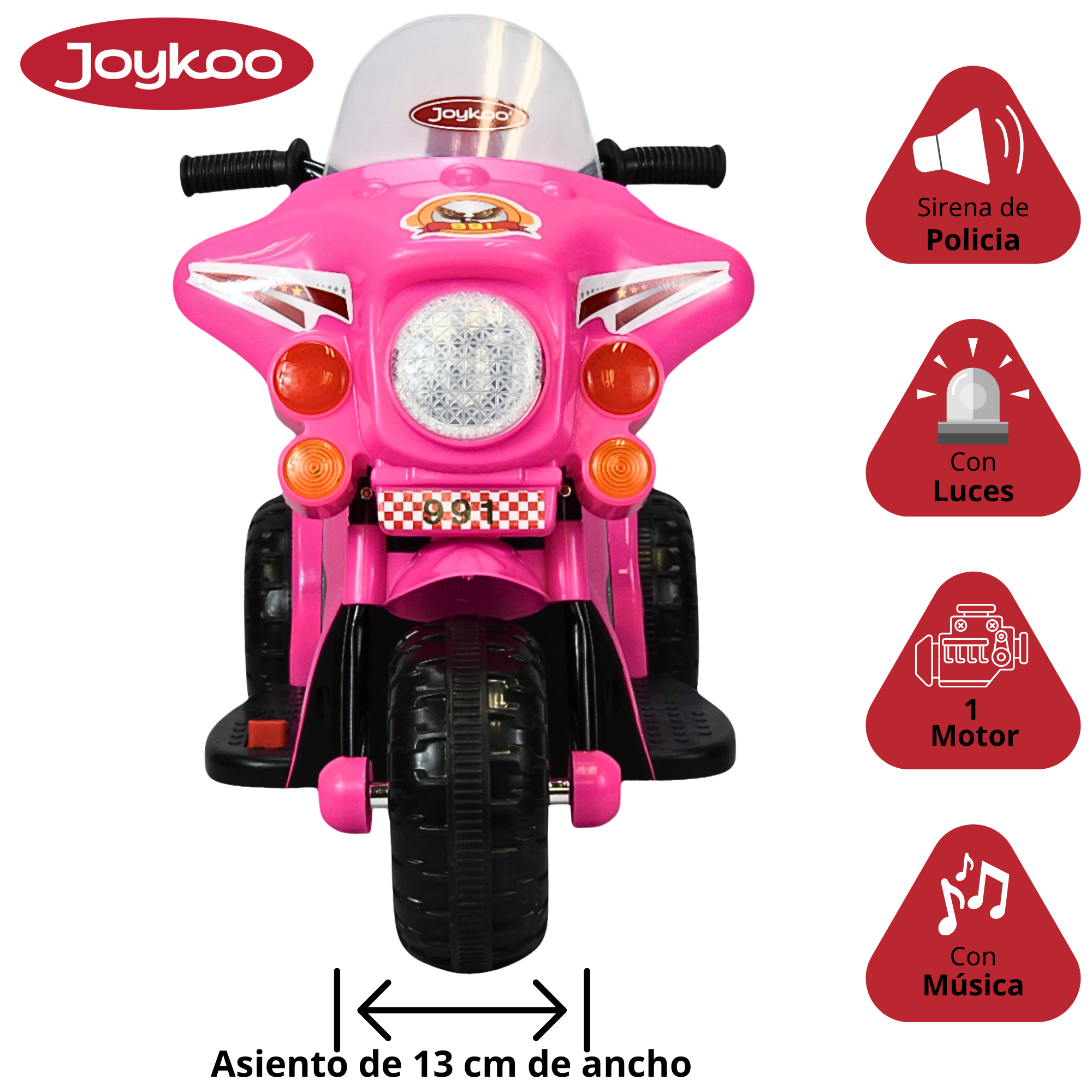 Moto Montable Eléctrica para Niños con Luces y Sonido Bateria Recargable de 6v - Rosa