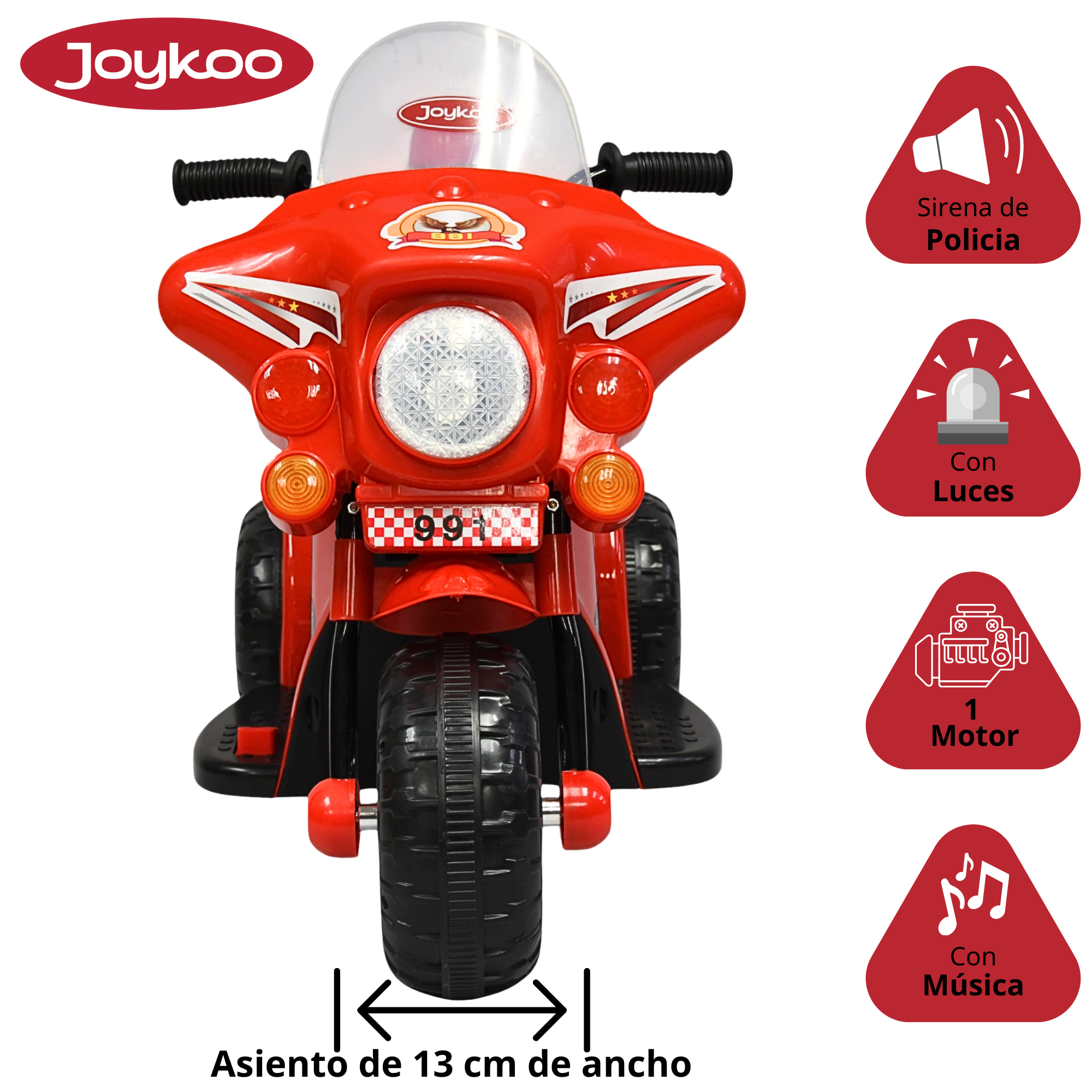 Moto Montable Eléctrica para Niños con Luces y Sonido Bateria Recargable de 6v - Rojo
