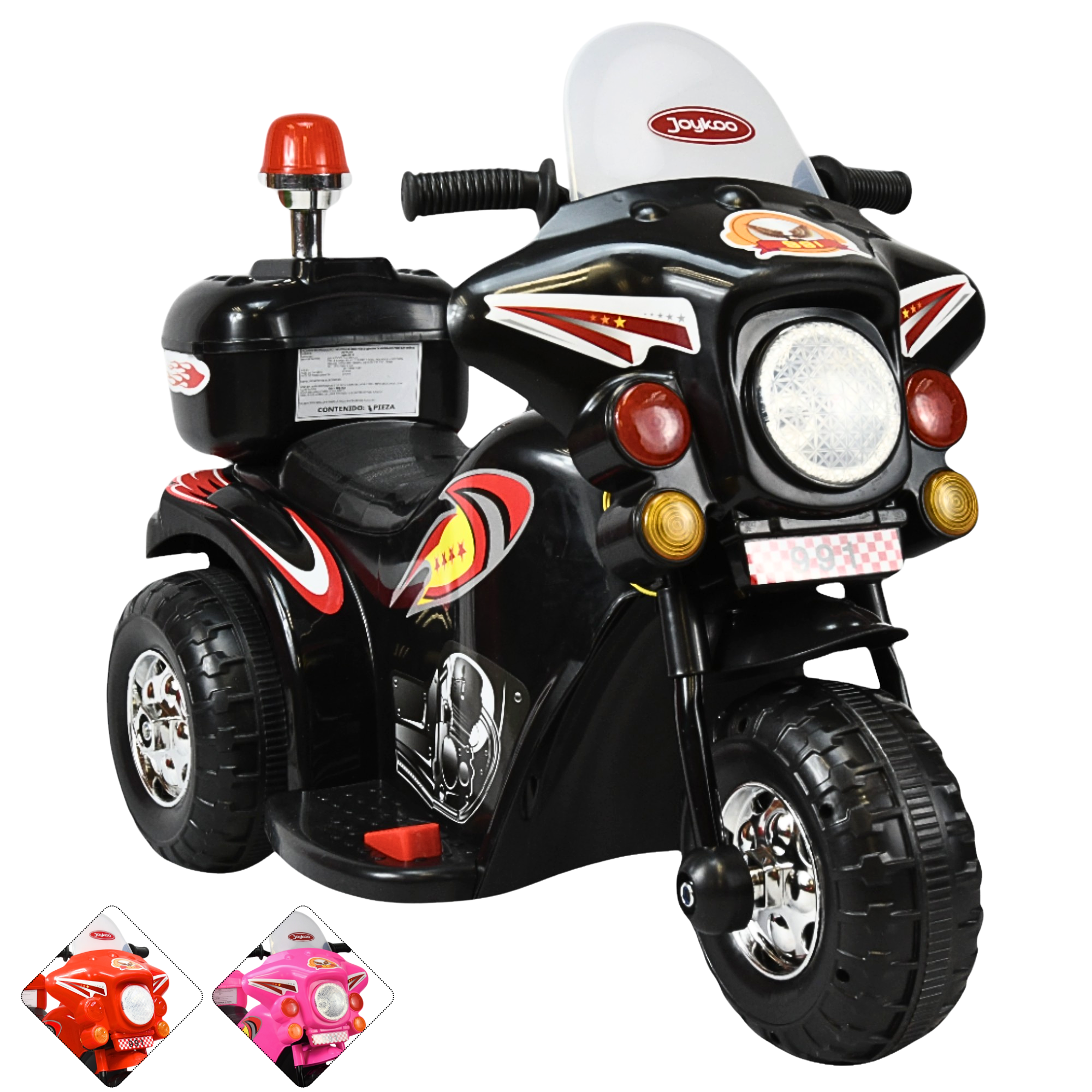 Moto Montable Eléctrica para Niños con Luces y Sonido Bateria Recargable de 6v - Negro