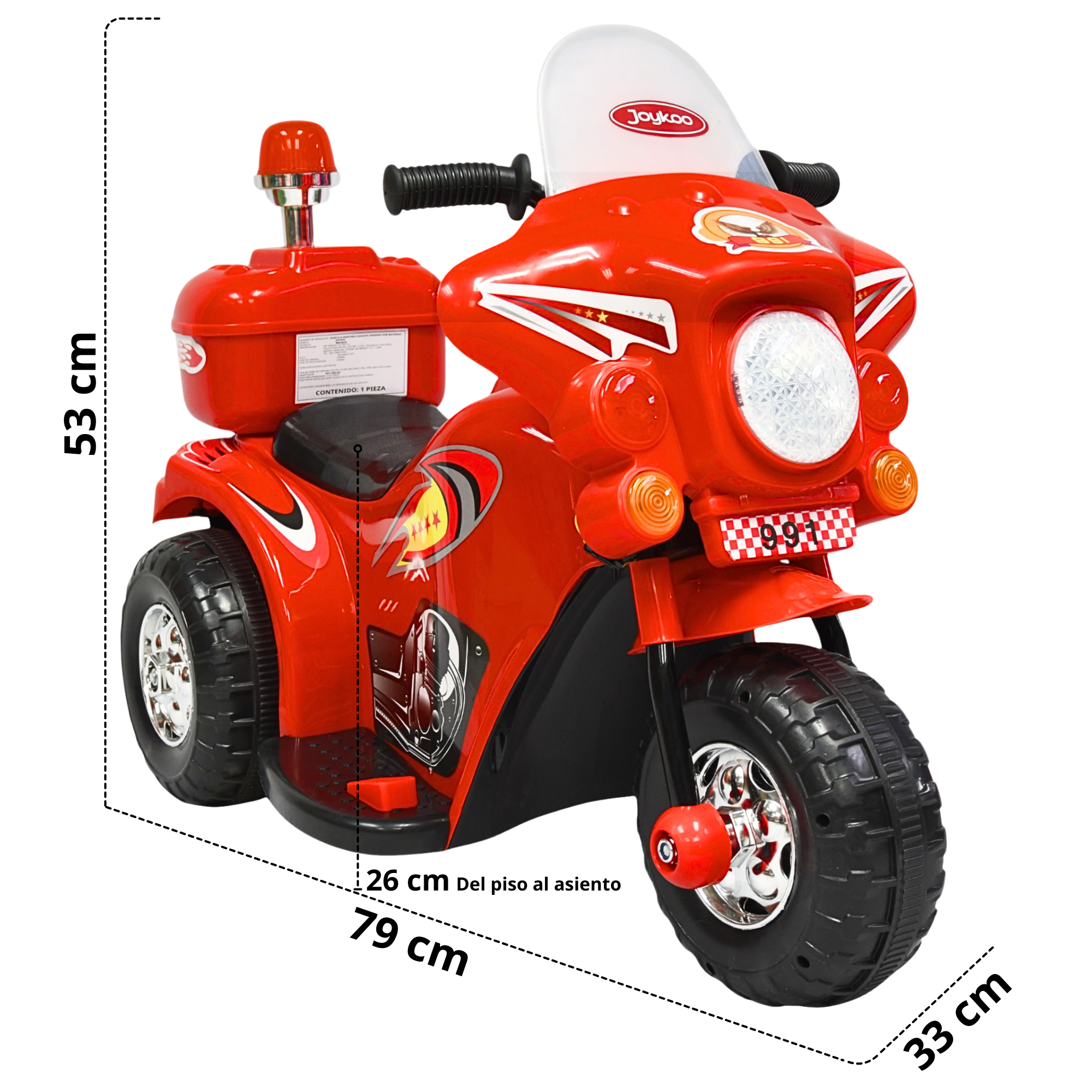 Moto Montable Eléctrica para Niños con Luces y Sonido Bateria Recargable de 6v - Rojo