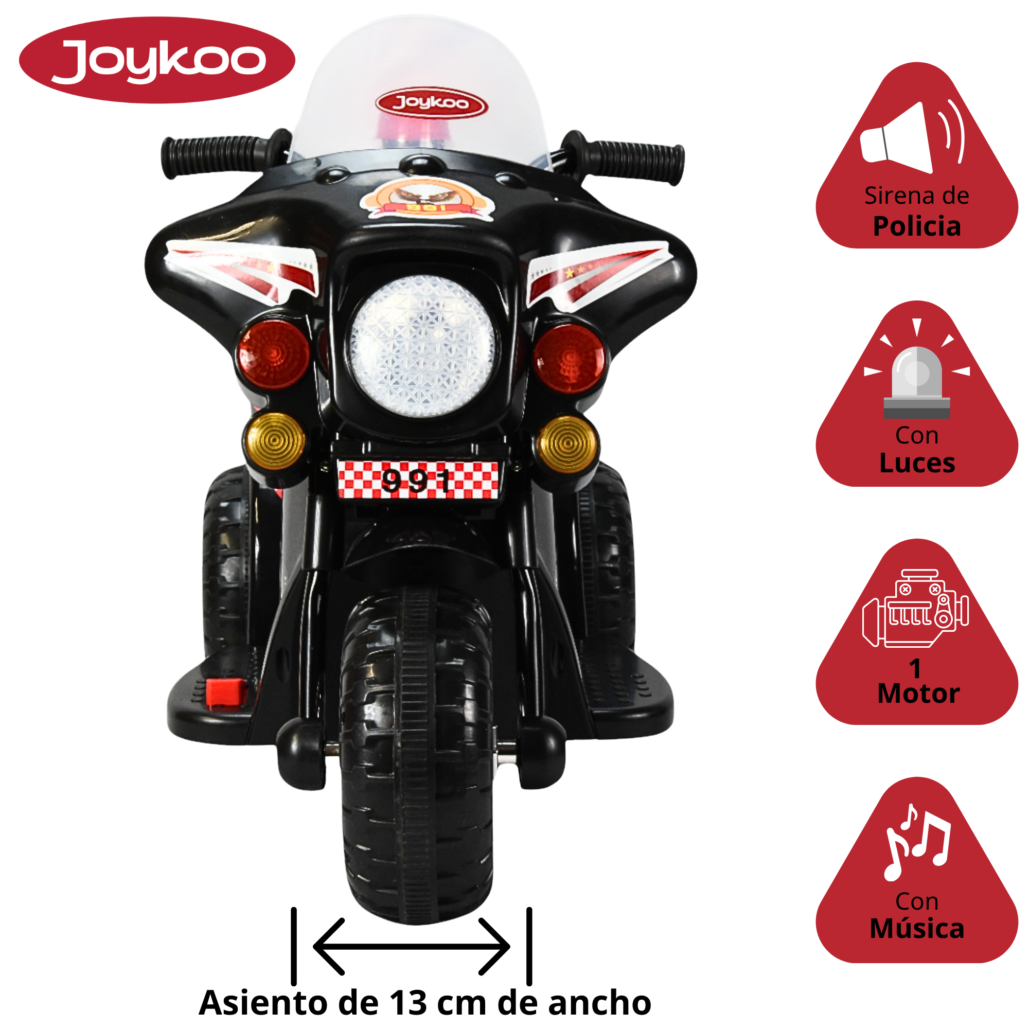 Moto Montable Eléctrica para Niños con Luces y Sonido Bateria Recargable de 6v - Negro