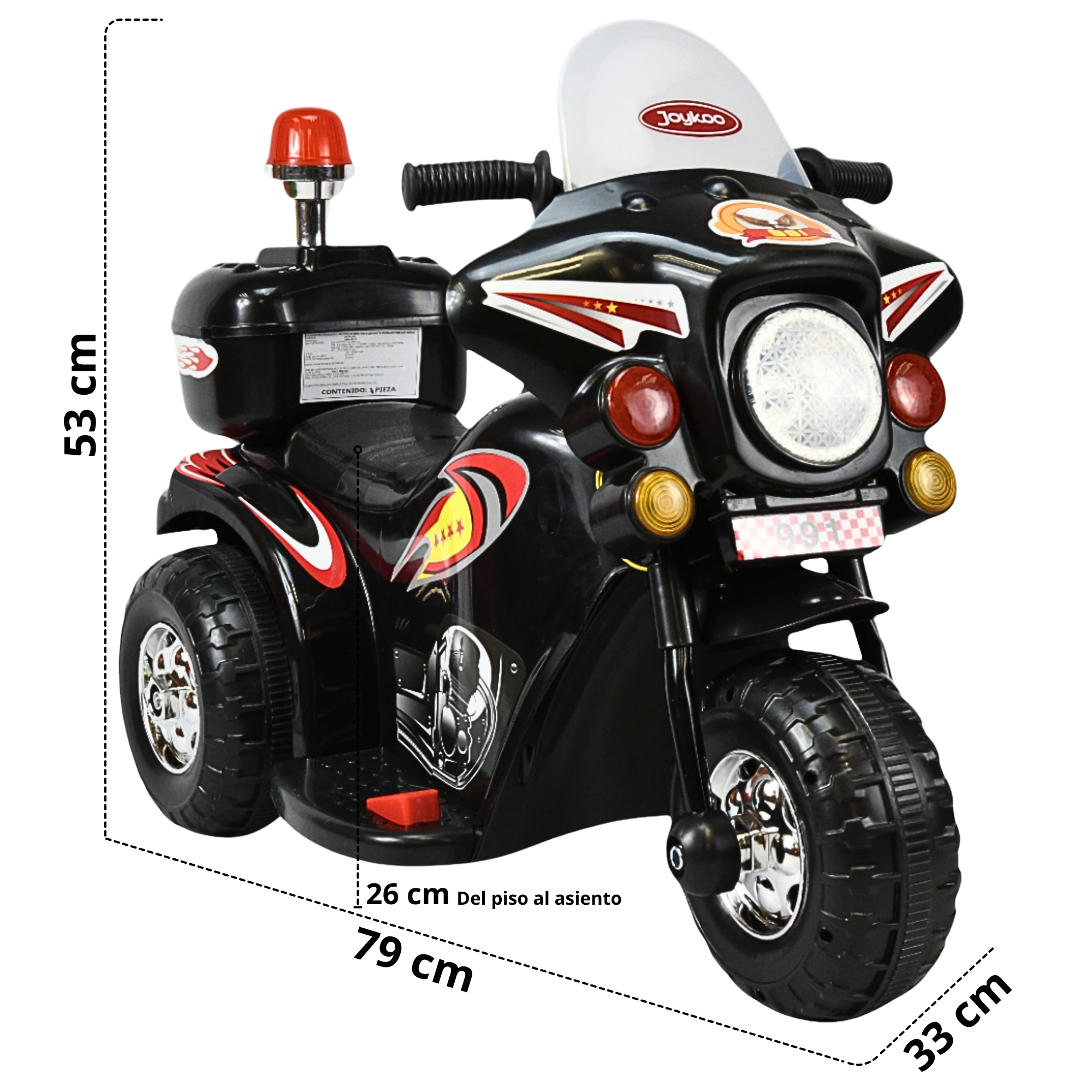 Moto Montable Eléctrica para Niños con Luces y Sonido Bateria Recargable de 6v - Negro