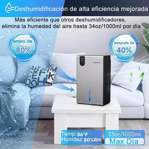 Deshumidificador Eléctrico Bokoptyr Silencioso Inteligente Eficiente Portátil 2800 Ml 7 Colores 100v/240v