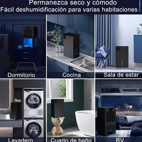 Deshumidificador Eléctrico Bokoptyr Silencioso Inteligente Eficiente Portátil 2800 Ml 7 Colores 100v/240v