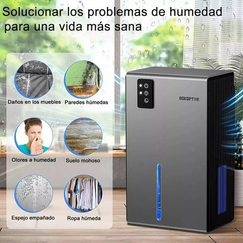 Deshumidificador Eléctrico Bokoptyr Silencioso Inteligente Eficiente Portátil 2800 Ml 7 Colores 100v/240v