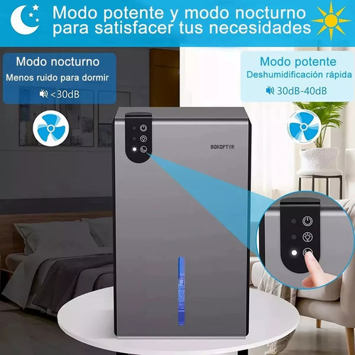 Deshumidificador Eléctrico Bokoptyr Silencioso Inteligente Eficiente Portátil 2800 Ml 7 Colores 100v/240v