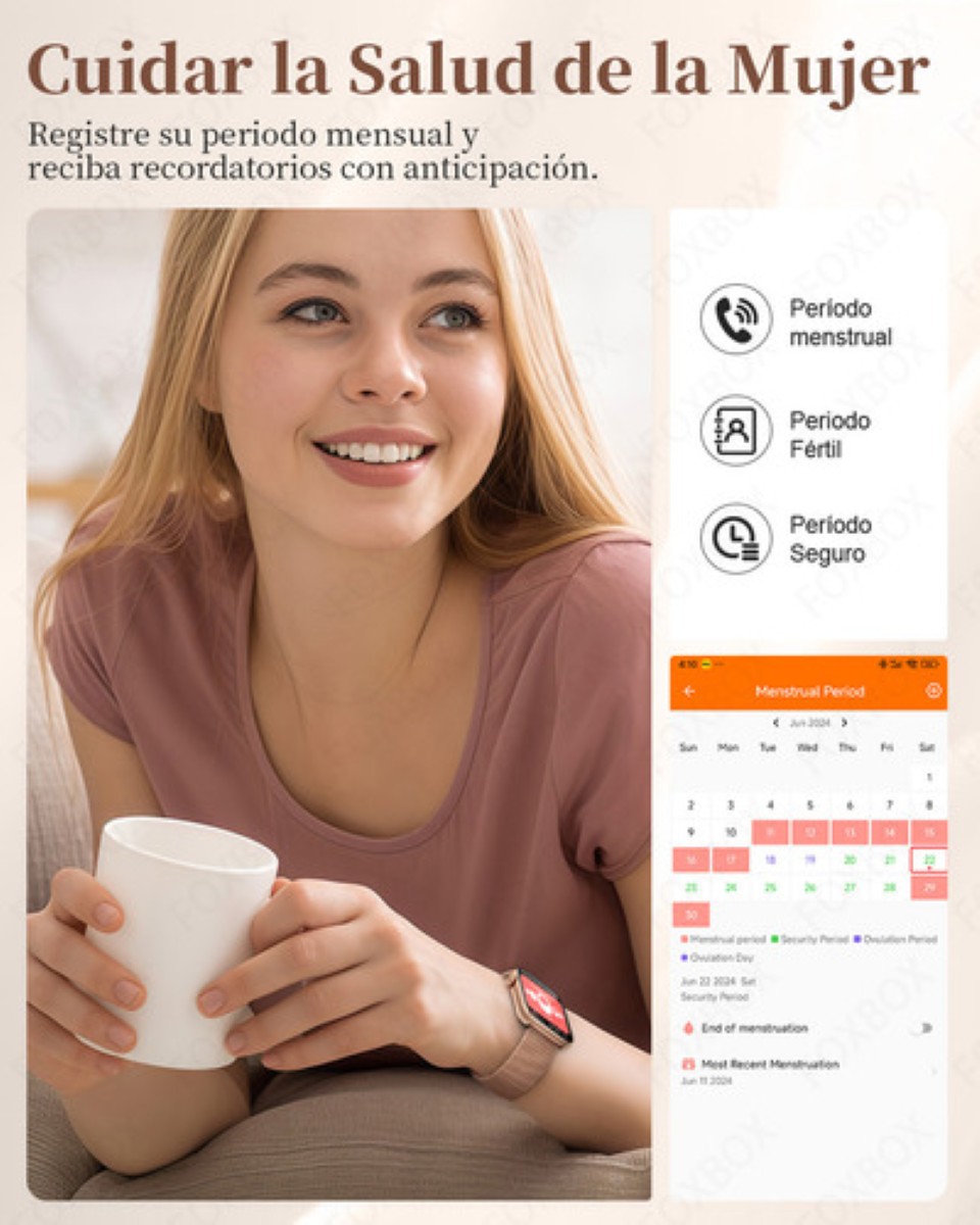 Reloj Inteligente Mujer SmartWatch IOS/Android Silicona/Acero inoxidable dorado