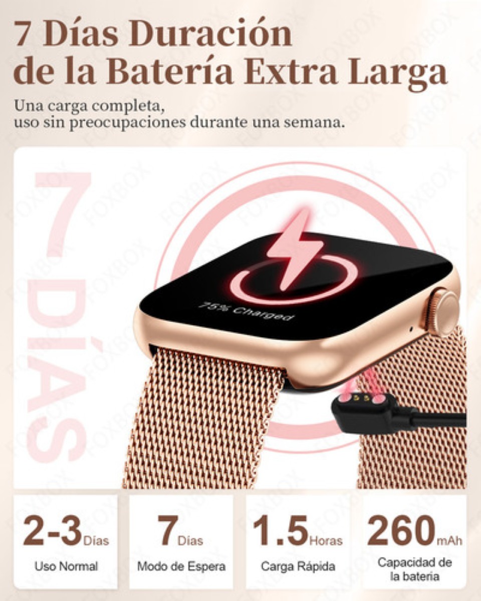 Reloj Inteligente Mujer SmartWatch IOS/Android Silicona/Acero inoxidable dorado