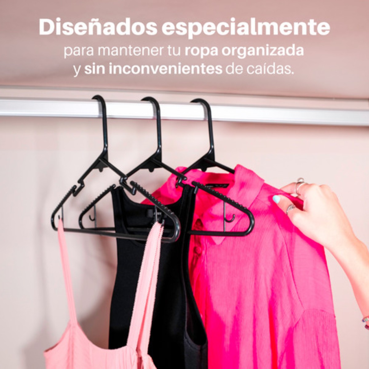 40 Ganchos Para Ropa Grandes Color Negro
