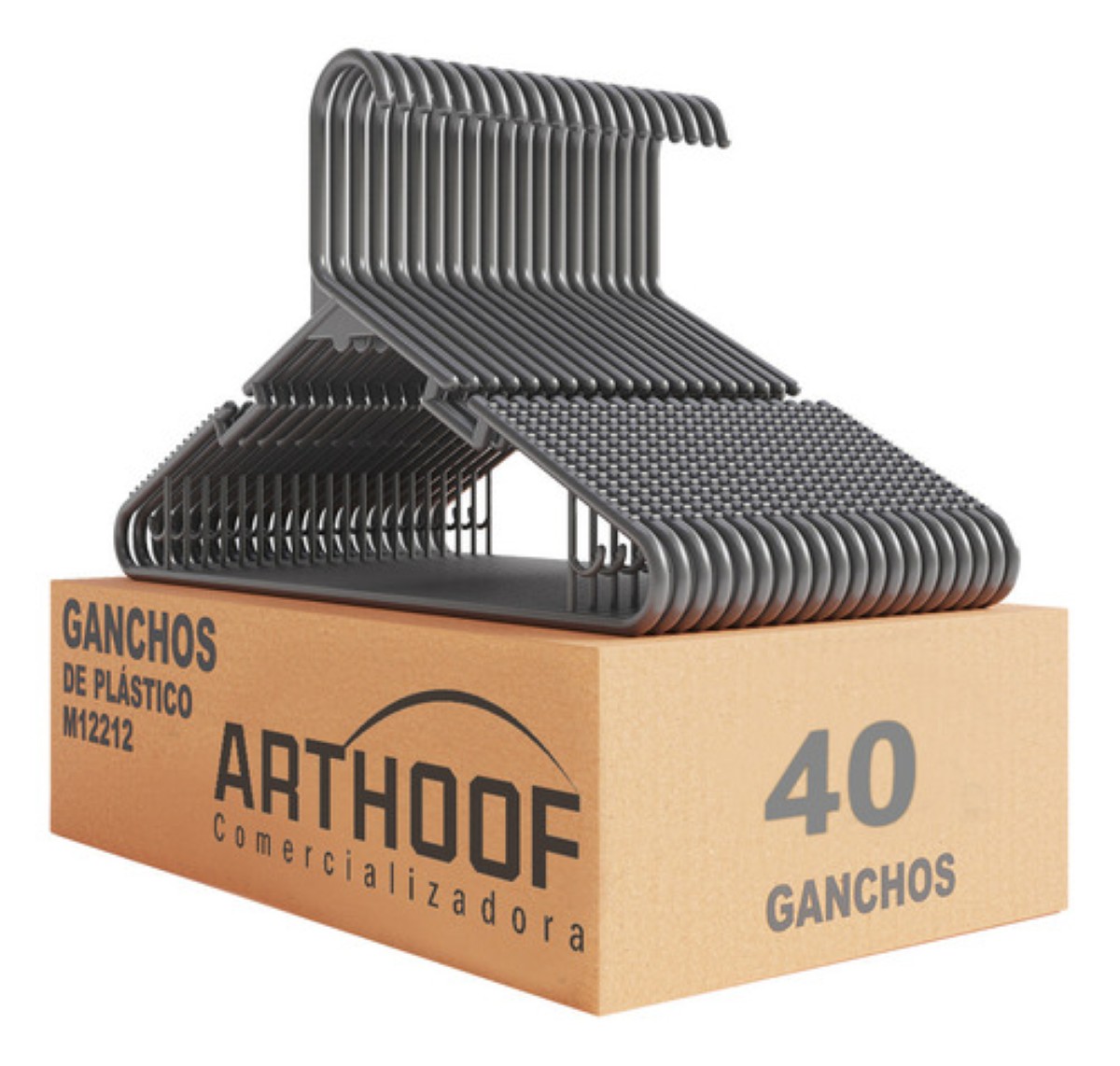 40 Ganchos Para Ropa Grandes Color Negro