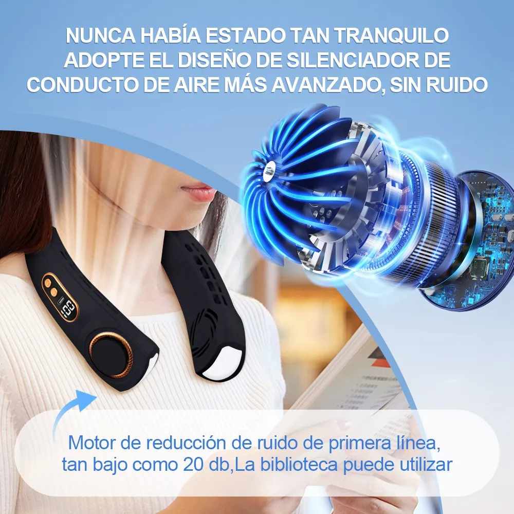Ventilador De Cuello Usb 5 Modos Con Porcelana De Hielo+ Luz