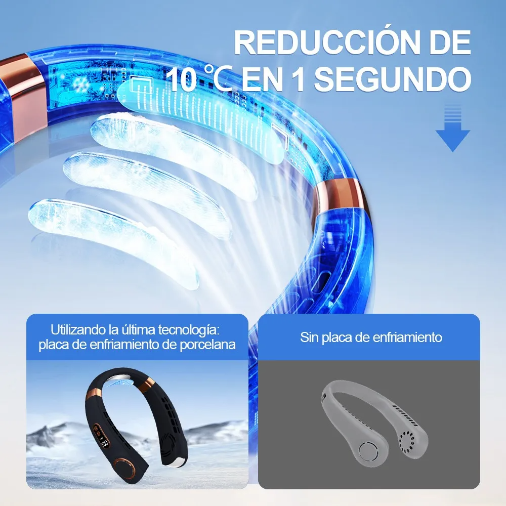 Ventilador De Cuello Usb 5 Modos Con Porcelana De Hielo+ Luz