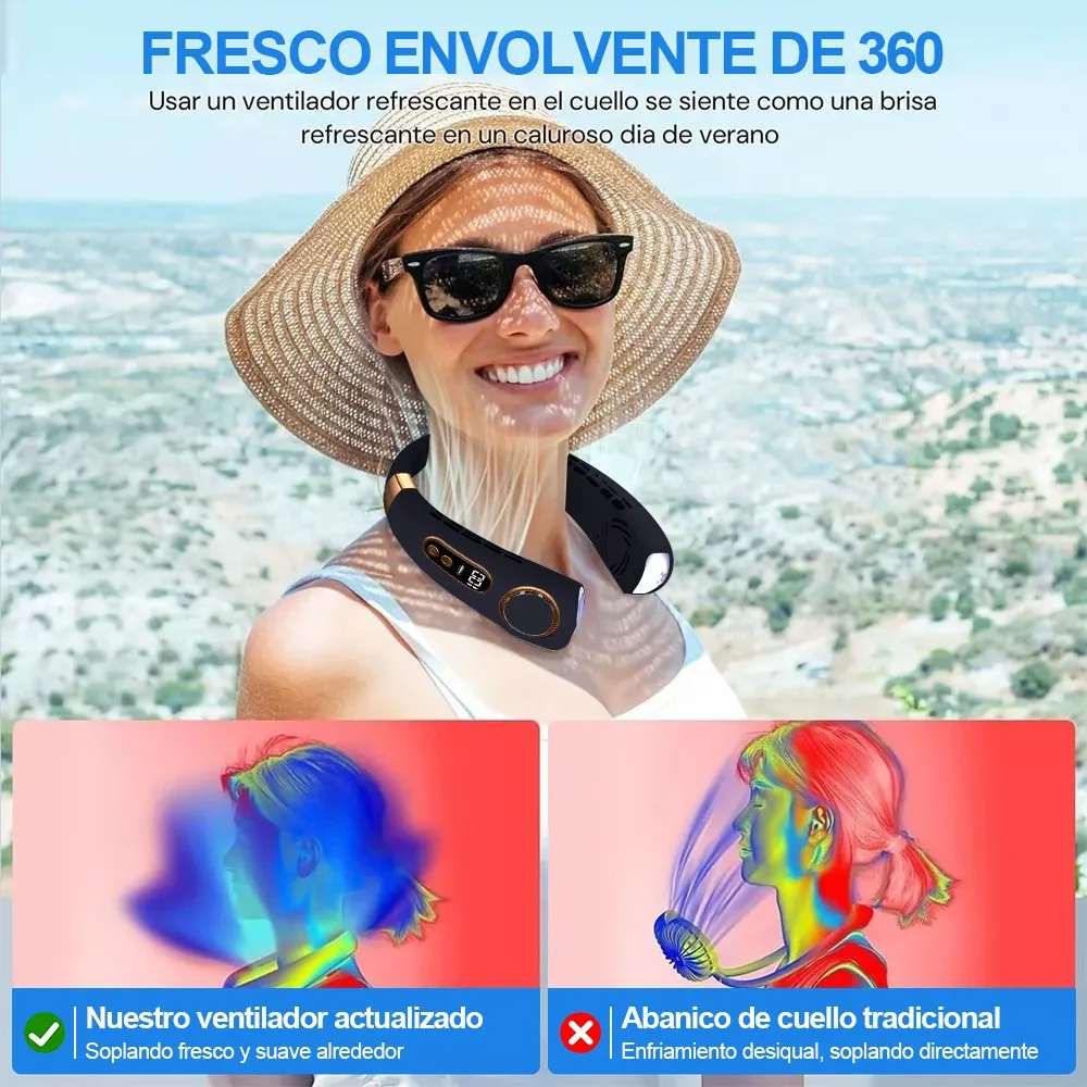 Ventilador De Cuello Usb 5 Modos Con Porcelana De Hielo+ Luz