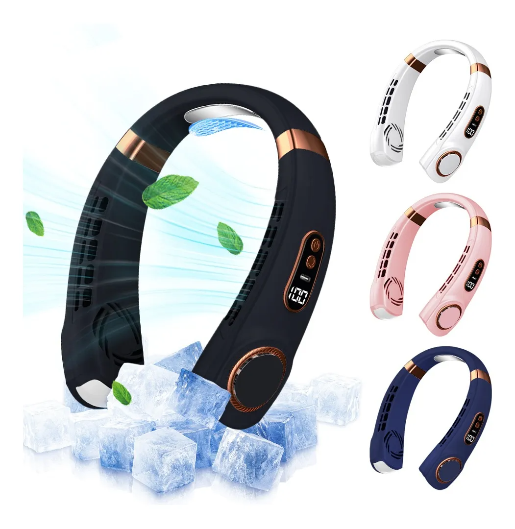 Ventilador De Cuello Usb 5 Modos Con Porcelana De Hielo+ Luz